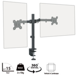 piXL Desk-Mounted Fully-Adjustable Dual Monitor Arm for Screens Up To 27 inch with VESA Mount & Built-In Cable Management