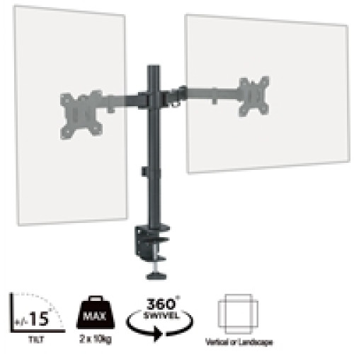 piXL Desk-Mounted Fully-Adjustable Dual Monitor Arm for Screens Up To 27 inch with VESA Mount & Built-In Cable Management piXL Desk-Mounted Fully-Adjustable Dual Monitor Arm for Screens Up To 27 inch with VESA Mount & Built-In Cable Management