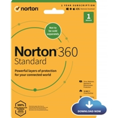 Norton 360 Standard, Antivirus Software for 1 Device, 1-year Subscription, Includes Secure VPN, Password Manager and 10GB of Cloud Storage, PC/Mac/iOS/Android, Activation Code by email - ESD