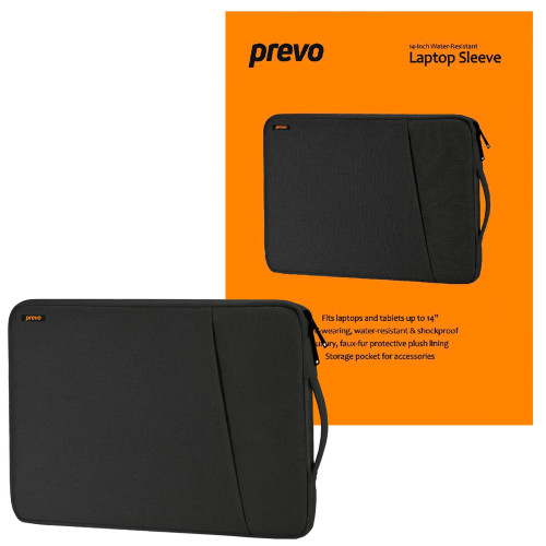 New Prevo 14" Laptop Bag Black| Water-Resistant Sleeve UK New Prevo 14" Laptop Bag Black| Water-Resistant Sleeve UK