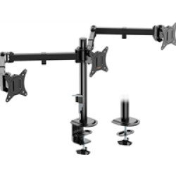 VonHaus Triple Monitor Stand for 17-27" Screens, Three Screen Monitor Mount with Desk Clamp, Height Adjustable, Easy Assemble Stand with Full Tilt, Rotation & Swivel Arms, VESA 75x75 & 100x100mm VonHaus Triple Monitor Stand for 17-27" Screens, Three Screen Monitor Mount with Desk Clamp, Height Adjustable, Easy Assemble Stand with Full Tilt, Rotation & Swivel Arms, VESA 75x75 & 100x100mm