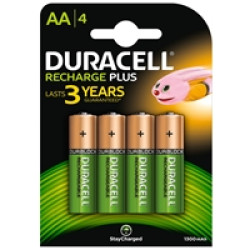 Duracell Recharge Plus Pack of 4 AA 1300mAh Rechargeable Batteries Duracell Recharge Plus Pack of 4 AA 1300mAh Rechargeable Batteries