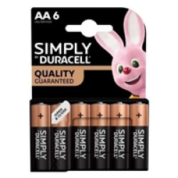 Duracell Simply Alkaline Pack of 6 AA Batteries Duracell Simply Alkaline Pack of 6 AA Batteries
