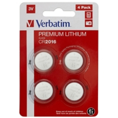 Verbatim CR2016 Battery Lithium 3V 4 Pack
