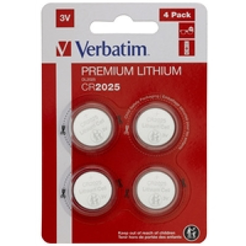 Verbatim CR2025 Battery Lithium 3V 4 Pack Verbatim CR2025 Battery Lithium 3V 4 Pack