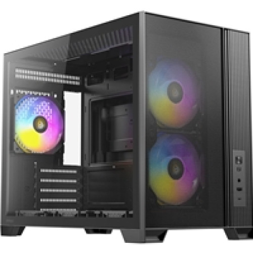 Antec FLUX M Mini Tower Gaming Case, 1 x USB Type-C / 1 x USB 3.0, Tempered Glass Side Window Panel, Vertical Airflow Design, 3 x Pre-Installed RGB LED Fans & 3 PWM Reverse Fans, Micro-ATX, ITX Compatible Antec FLUX M Mini Tower Gaming Case, 1 x USB Type-C / 1 x USB 3.0, Tempered Glass Side Window Panel, Vertical Airflow Design, 3 x Pre-Installed RGB LED Fans & 3 PWM Reverse Fans, Micro-ATX, ITX Compatible