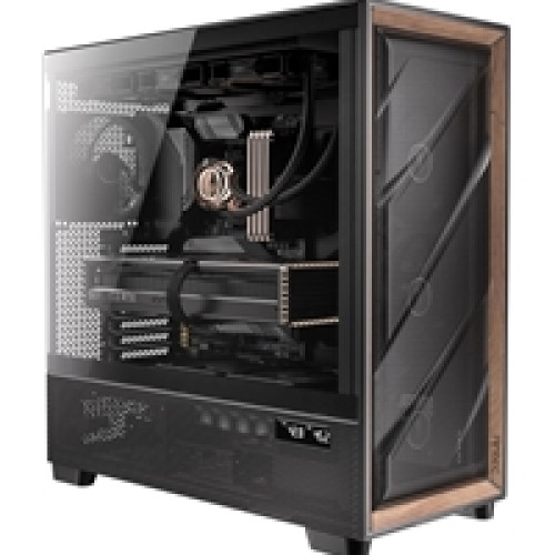 Antec FLUX PRO Black/Walnut Wood Full Tower Gaming PC Case, 4mm Tempered Glass Side Panel, Multi-Directional Airflow, 6 Pre-Installed PWM Fans, USB-C 10Gbps, 2 x USB 3.0, E-ATX, ATX, Micro-ATX and Mini-ITX Compatible