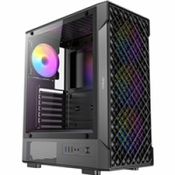 Antec VX320 ARGB Mid-Tower Gaming Case, 1 x USB 3.0/ 1 x USB 2.0, Tempered Glass Side Window Panel, Ventilated Front Grille, 4 x Pre-Installed ARGB LED Fans, ATX, Micro-ATX,ITX Compatible Antec VX320 ARGB Mid-Tower Gaming Case, 1 x USB 3.0/ 1 x USB 2.0, Tempered Glass Side Window Panel, Ventilated Front Grille, 4 x Pre-Installed ARGB LED Fans, ATX, Micro-ATX,ITX Compatible