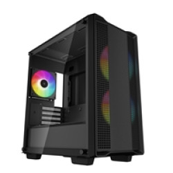 DeepCool CC360 ARGB, Black, Mini Tower Chassis w/ Tempered Glass Window, 3x 120mm ARGB Fans, USB 3.0, mATX/mITX DeepCool CC360 ARGB, Black, Mini Tower Chassis w/ Tempered Glass Window, 3x 120mm ARGB Fans, USB 3.0, mATX/mITX