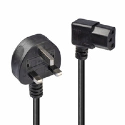 Lindy 30446 1m UK 3 Pin Plug To Right Angle IEC C13 (Kettle) 5 Amp Fuse Mains Extension Cable - Black Lindy 30446 1m UK 3 Pin Plug To Right Angle IEC C13 (Kettle) 5 Amp Fuse Mains Extension Cable - Black