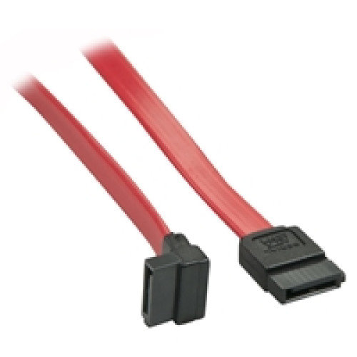 Lindy 33352 0.7m SATA (7 Pin) to 90 Deg SATA (7 Pin) Cable - Red/Black, Compatible With SATA III And Backwards Compatible With SATA I And II, 10 Year Warranty Lindy 33352 0.7m SATA (7 Pin) to 90 Deg SATA (7 Pin) Cable - Red/Black, Compatible With SATA III And Backwards Compatible With SATA I And II, 10 Year Warranty
