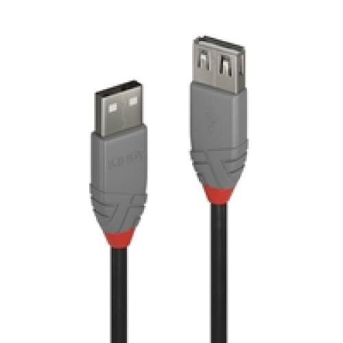 Lindy 36701 0.5m USB-A (M) 2.0 To USB-A (F) 2.0 Anthra Line 480Mbps Extension Cable - Black Lindy 36701 0.5m USB-A (M) 2.0 To USB-A (F) 2.0 Anthra Line 480Mbps Extension Cable - Black