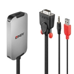 Lindy 38296 0.18m VGA & Audio (M) To DisplayPort (F) 1.2 USB Powered 1920x1080@60Hz Adapter Cable - Black Lindy 38296 0.18m VGA & Audio (M) To DisplayPort (F) 1.2 USB Powered 1920x1080@60Hz Adapter Cable - Black