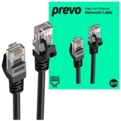 Prevo CAT6-BLK-2M Network Cable, RJ45 (M) to RJ45 (M), CAT6, 2m, Black, Oxygen Free Copper Core, Sturdy PVC Outer Sleeve & Clip Protector, Retail Box Packaging Prevo CAT6-BLK-2M Network Cable, RJ45 (M) to RJ45 (M), CAT6, 2m, Black, Oxygen Free Copper Core, Sturdy PVC Outer Sleeve & Clip Protector, Retail Box Packaging