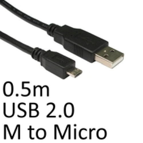 USB 2.0 A (M) to USB 2.0 Micro B (M) 0.5m Black OEM Data Cable USB 2.0 A (M) to USB 2.0 Micro B (M) 0.5m Black OEM Data Cable