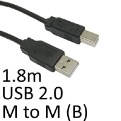 USB 2.0 A (M) to USB 2.0 B (M) 1.8m Black OEM Printer/Scanner Data Cable USB 2.0 A (M) to USB 2.0 B (M) 1.8m Black OEM Printer/Scanner Data Cable
