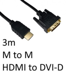 HDMI 1.4 (M) to DVI-D (M) 3m Black OEM Display Cable HDMI 1.4 (M) to DVI-D (M) 3m Black OEM Display Cable