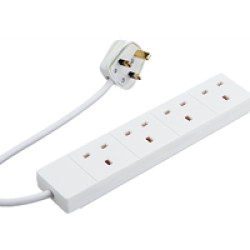 2m 4 Gang UK Mains Extension - White 2m 4 Gang UK Mains Extension - White