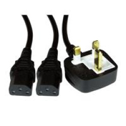 UK Mains to 2 x IEC Kettle 1.8m Black OEM Power Splitter Cable UK Mains to 2 x IEC Kettle 1.8m Black OEM Power Splitter Cable