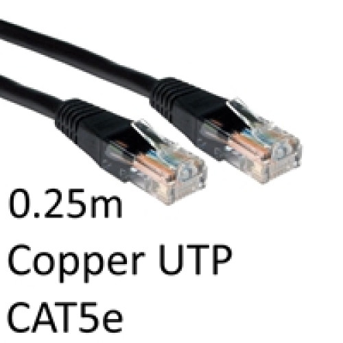 RJ45 (M) to RJ45 (M) CAT5e 0.25m Black OEM Moulded Boot Copper UTP Network Cable RJ45 (M) to RJ45 (M) CAT5e 0.25m Black OEM Moulded Boot Copper UTP Network Cable