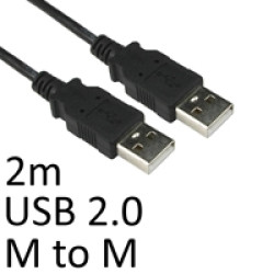 USB 2.0 A (M) to USB 2.0 A (M) 2m Black OEM Data Cable USB 2.0 A (M) to USB 2.0 A (M) 2m Black OEM Data Cable