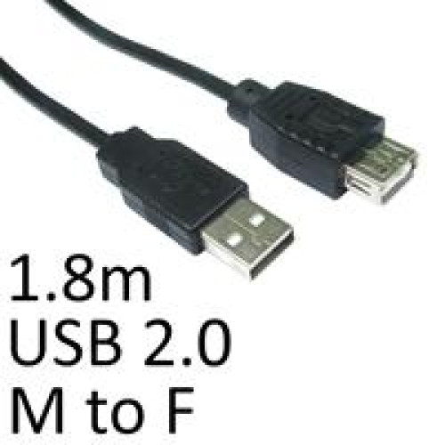 USB 2.0 A (M) to USB 2.0 A (F) 1.8m Black OEM Extension Data Cable USB 2.0 A (M) to USB 2.0 A (F) 1.8m Black OEM Extension Data Cable