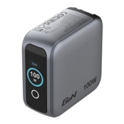 Verbatim Mini GaN Charger 100W With Display, 100W 3-Port + 100W USB-C to USB-C Cable Verbatim Mini GaN Charger 100W With Display, 100W 3-Port + 100W USB-C to USB-C Cable