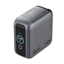Verbatim Mini GaN Charger 140W With Display, 140W 4-Port + 140W USB-C to USB-C Cable Verbatim Mini GaN Charger 140W With Display, 140W 4-Port + 140W USB-C to USB-C Cable
