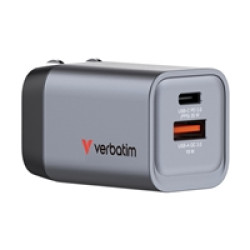 Verbatim GNC-35 GaN Charger 35W with 1 x USB-C PD 35W / 1 x USB-A QC 3.0 (EU/UK/US) Verbatim GNC-35 GaN Charger 35W with 1 x USB-C PD 35W / 1 x USB-A QC 3.0 (EU/UK/US)