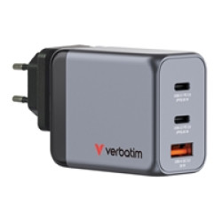 Verbatim GNC-65 GaN Charger 65W with 2 x USB-C PD 65W / 1 x USB-A QC 3.0 (EU/UK/US) Verbatim GNC-65 GaN Charger 65W with 2 x USB-C PD 65W / 1 x USB-A QC 3.0 (EU/UK/US)
