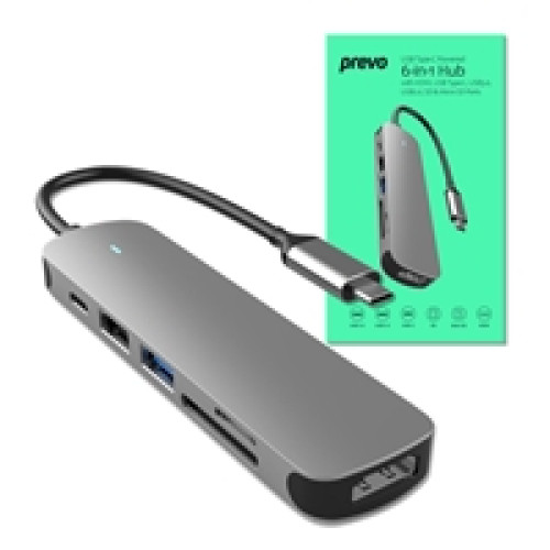 Prevo C605A 6-In-1 USB-C 4K Media and Data Transfer Hub Docking Station with 60W Passthrough, USB-C, HDMI, SD, USB-A for PC, Laptop, Tablet - Windows and Mac iOS Compatible Prevo C605A 6-In-1 USB-C 4K Media and Data Transfer Hub Docking Station with 60W Passthrough, USB-C, HDMI, SD, USB-A for PC, Laptop, Tablet - Windows and Mac iOS Compatible