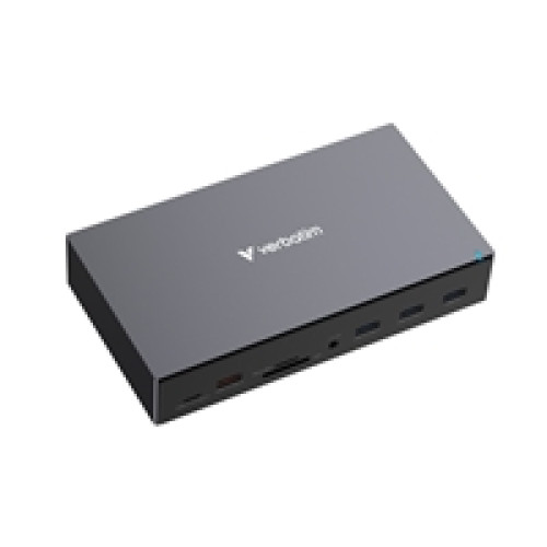 Verbatim USB-C PRO Docking Station 17 Port CDS-17, Supports Triple HDMI Outputs (up to 8K Resolution), Dual DisplayPorts, Gigabit Ethernet, SD/microSD Card Reader, Multi-Device USB 3.2 Data Transferring