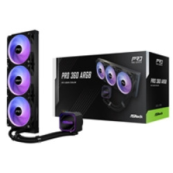 ASRock Pro 360 ARGB AIO Liquid CPU Cooler, 360mm Radiator, Triple 120mm PWM Fans, Addressable RGB, Intel LGA1700/1851 & AMD AM5/AM4 Compatible ASRock Pro 360 ARGB AIO Liquid CPU Cooler, 360mm Radiator, Triple 120mm PWM Fans, Addressable RGB, Intel LGA1700/1851 & AMD AM5/AM4 Compatible