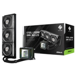 ASRock Steel Legend Dark 360 LCD AIO Liquid CPU Cooler, 360mm Radiator, Triple 120mm PWM ARGB Fans, LCD Display, Intel LGA1700/1851 & AMD AM5/AM4 Compatible ASRock Steel Legend Dark 360 LCD AIO Liquid CPU Cooler, 360mm Radiator, Triple 120mm PWM ARGB Fans, LCD Display, Intel LGA1700/1851 & AMD AM5/AM4 Compatible