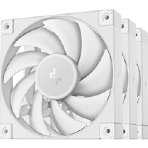 DeepCool FD12 120mm Case Fan 3-Pack, PWM Control, High Airflow, Low Noise, Hydro Bearing, White, Anti-Vibration Pads, 4-Pin Connector DeepCool FD12 120mm Case Fan 3-Pack, PWM Control, High Airflow, Low Noise, Hydro Bearing, White, Anti-Vibration Pads, 4-Pin Connector