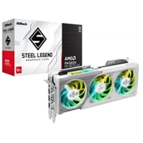 ASRock AMD Radeon RX 9070 XT Steel Legend 16GB GDDR6 Graphics Card, 4096 Streams, 2970 MHz Boost Clock, Triple Fan, 3x DisplayPorts / 1x HDMI Port
