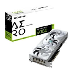 Gigabyte NVIDIA GeForce RTX 5080 AERO OC SFF 16GB GDDR7 Graphics Card, 10752 CUDA Cores, 2730 MHz Core Clock, Triple Fan, White, RGB, 3x DisplayPorts / 1x HDMI Port Gigabyte NVIDIA GeForce RTX 5080 AERO OC SFF 16GB GDDR7 Graphics Card, 10752 CUDA Cores, 2730 MHz Core Clock, Triple Fan, White, RGB, 3x DisplayPorts / 1x HDMI Port