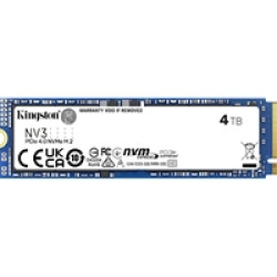 Kingston NV3 (SNV3S/4000G) 4TB NVMe SSD, M.2 Interface, PCIe Gen4, 2280, Read 6000 MB/s, Write 5000 MB/s, 3 Year Warranty Kingston NV3 (SNV3S/4000G) 4TB NVMe SSD, M.2 Interface, PCIe Gen4, 2280, Read 6000 MB/s, Write 5000 MB/s, 3 Year Warranty