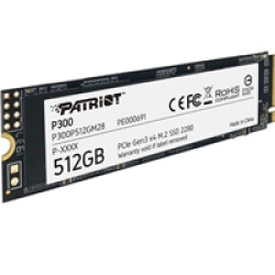 Patriot P300 (P300P512GM28) 512GB NVMe SSD, M.2 Interface, PCIe Gen3, 2280, Read 1700MB/s, Write 1100MB/s, 3 Year Warranty Patriot P300 (P300P512GM28) 512GB NVMe SSD, M.2 Interface, PCIe Gen3, 2280, Read 1700MB/s, Write 1100MB/s, 3 Year Warranty