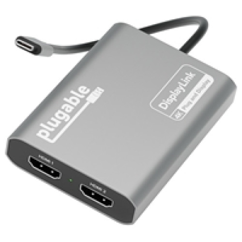 Plugable USBC-6950M Portable USB-C to Dual 4K DisplayLink Certified HDMI Adapter Plugable USBC-6950M Portable USB-C to Dual 4K DisplayLink Certified HDMI Adapter