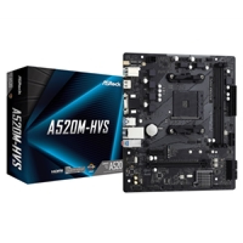ASRock A520M-HVS Super Alloy AMD AM4 Socket Motherboard, Micro-ATX, 2x DDR4 Slots, 1x M.2 Socket, GbE LAN, 1x D-Sub / 1x HDMI Port ASRock A520M-HVS Super Alloy AMD AM4 Socket Motherboard, Micro-ATX, 2x DDR4 Slots, 1x M.2 Socket, GbE LAN, 1x D-Sub / 1x HDMI Port