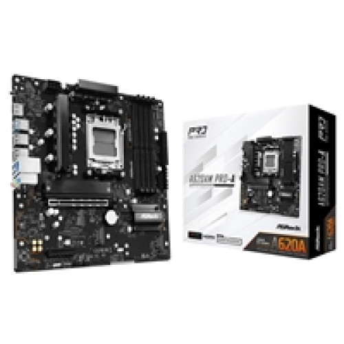 ASRock A620AM PRO-A AMD Socket AM5 Motherboard, 4x DDR5 Slots, 3x M.2 Socket, 2.5GbE LAN, 1x HDMI Port ASRock A620AM PRO-A AMD Socket AM5 Motherboard, 4x DDR5 Slots, 3x M.2 Socket, 2.5GbE LAN, 1x HDMI Port