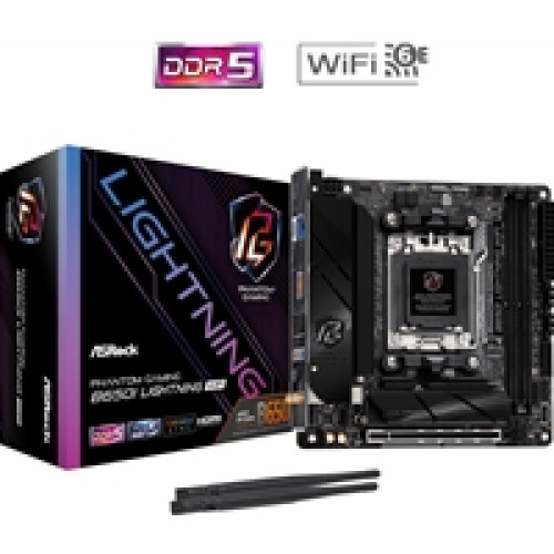 ASRock B650I LIGHTNING WIFI AMD AM5 Socket Motherboard, Mini-ITX, 2x DDR5 Slots, 2x M.2 Socket, Fitted I/O Shield, 2.5GbE LAN, Wi-Fi 6E, 1x HDMI Port ASRock B650I LIGHTNING WIFI AMD AM5 Socket Motherboard, Mini-ITX, 2x DDR5 Slots, 2x M.2 Socket, Fitted I/O Shield, 2.5GbE LAN, Wi-Fi 6E, 1x HDMI Port