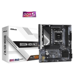 ASRock B650M-HDV/M.2 AMD AM5 Socket Motherboard, Micro-ATX, 2x DDR5 Slots, 2x M.2 Sockets, Fitted I/O Shield, 2.5GbE LAN, 1x DisplayPort / 1x HDMI Port ASRock B650M-HDV/M.2 AMD AM5 Socket Motherboard, Micro-ATX, 2x DDR5 Slots, 2x M.2 Sockets, Fitted I/O Shield, 2.5GbE LAN, 1x DisplayPort / 1x HDMI Port