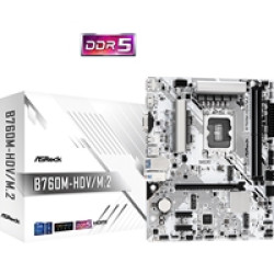 ASRock B760M-HDV/M.2 Intel 1700 Socket Motherboard, Micro-ATX, 2x DDR5 Slots, 2x M.2 Sockets, 2.5GbE LAN, 1x D-Sub / 1x DisplayPort / 1x HDMI Port ASRock B760M-HDV/M.2 Intel 1700 Socket Motherboard, Micro-ATX, 2x DDR5 Slots, 2x M.2 Sockets, 2.5GbE LAN, 1x D-Sub / 1x DisplayPort / 1x HDMI Port