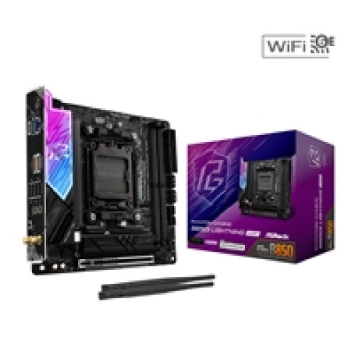ASRock B850I Lightning WiFi PHANTOM GAMING AMD AM5 Socket Motherboard, Mini-ITX, 2x DDR5 Slots, 2x M.2 Sockets, Fitted I/O Shield, 2.5GbE LAN, Wi-Fi 6E, 1x HDMI Port / 1x USB-C ASRock B850I Lightning WiFi PHANTOM GAMING AMD AM5 Socket Motherboard, Mini-ITX, 2x DDR5 Slots, 2x M.2 Sockets, Fitted I/O Shield, 2.5GbE LAN, Wi-Fi 6E, 1x HDMI Port / 1x USB-C