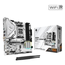 ASRock B850M Steel Legend WiFi AMD AM5 Socket Motherboard, Micro-ATX, 4x DDR5 Slots, 3x M.2 Sockets, Fitted I/O Shield, 2.5GbE LAN, Wi-Fi 7, 1x DisplayPort / 1x HDMI Port ASRock B850M Steel Legend WiFi AMD AM5 Socket Motherboard, Micro-ATX, 4x DDR5 Slots, 3x M.2 Sockets, Fitted I/O Shield, 2.5GbE LAN, Wi-Fi 7, 1x DisplayPort / 1x HDMI Port