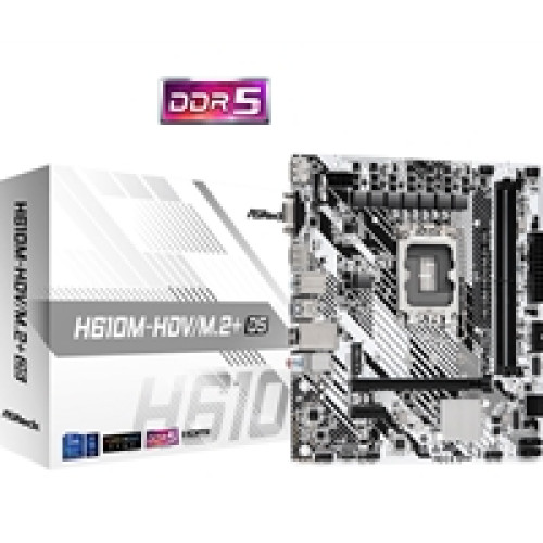 ASRock H610M-HDV/M.2+ D5 Intel 1700 Socket Motherboard, Micro-ATX, 2x DDR5 Slots, 1x M.2 Socket, 1x USB-C Port, GbE LAN, 1x D-Sub / 1x DisplayPort / 1x HDMI Port ASRock H610M-HDV/M.2+ D5 Intel 1700 Socket Motherboard, Micro-ATX, 2x DDR5 Slots, 1x M.2 Socket, 1x USB-C Port, GbE LAN, 1x D-Sub / 1x DisplayPort / 1x HDMI Port
