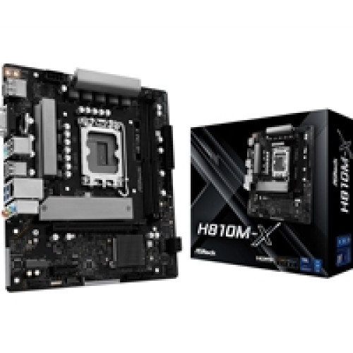 ASRock H810M-X Intel Socket 1851 Motherboard, 2x DDR5 DIMM Slots, 1x M.2 Socket, 2.5G LAN, 1x HDMI Port / 1x DisplayPort ASRock H810M-X Intel Socket 1851 Motherboard, 2x DDR5 DIMM Slots, 1x M.2 Socket, 2.5G LAN, 1x HDMI Port / 1x DisplayPort