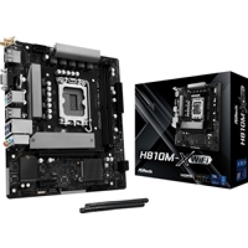 ASRock H810M-X WIFI Intel Socket 1851 Motherboard, 2x DDR5 DIMM Slots, 1x M.2 Socket, 2.5G LAN, Wi-Fi 5, 1x HDMI Port / 1x DisplayPort ASRock H810M-X WIFI Intel Socket 1851 Motherboard, 2x DDR5 DIMM Slots, 1x M.2 Socket, 2.5G LAN, Wi-Fi 5, 1x HDMI Port / 1x DisplayPort